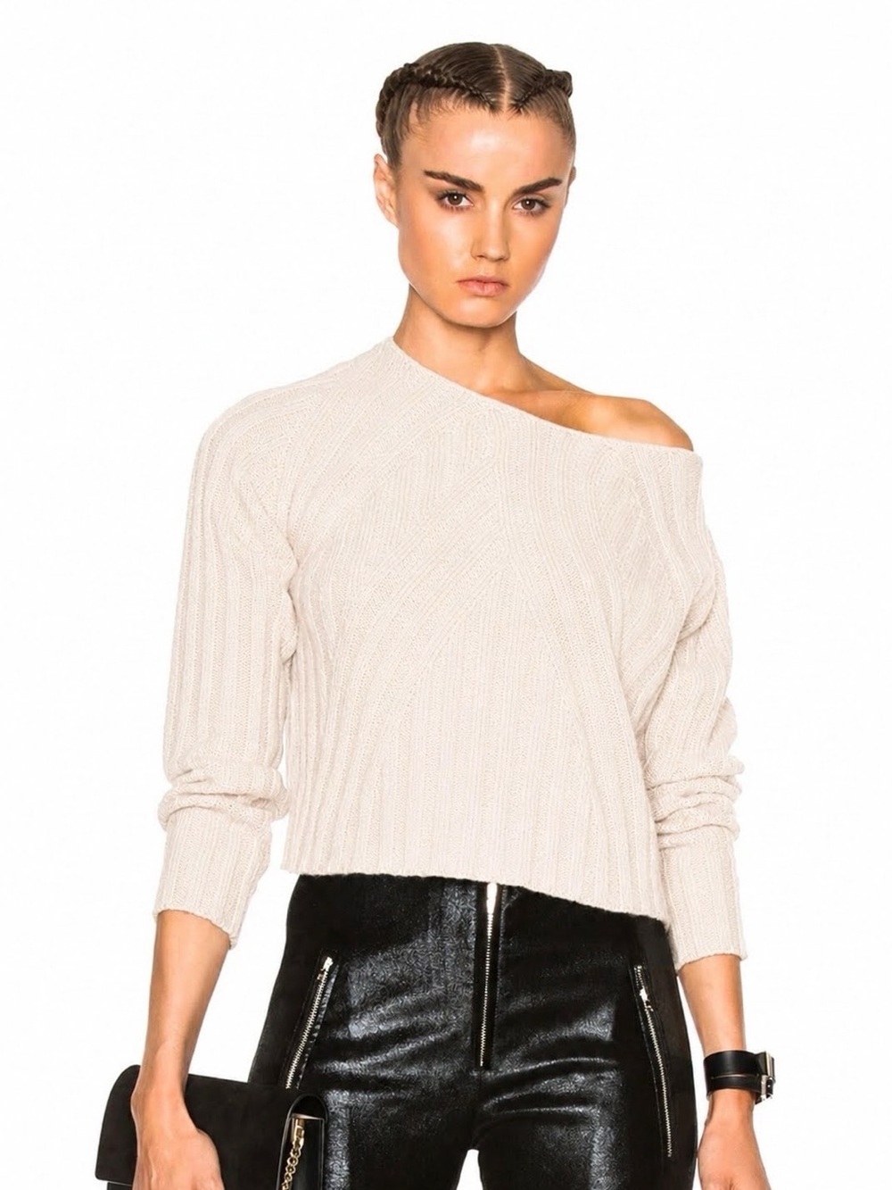 THEPERFEXT Casey Cropped Long Sleeve Sweater, S